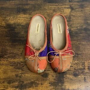 Naked Feet Flats Loafers Womens‎ Sz 8M Orange Red Blue Sequins Boho